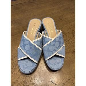 Coach Canvas Braided Accents Espadrilles - Blue Sandals, Size 5.5B